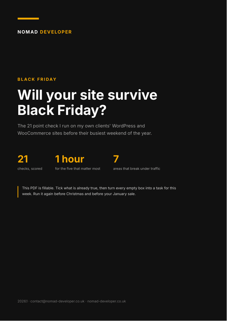 Cover of the Black Friday Website Readiness Checklist