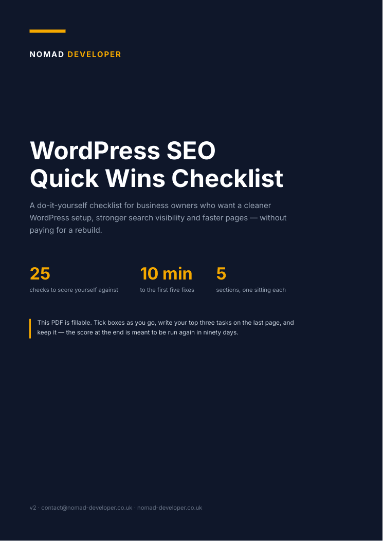 Cover of the WordPress SEO Quick Wins Checklist